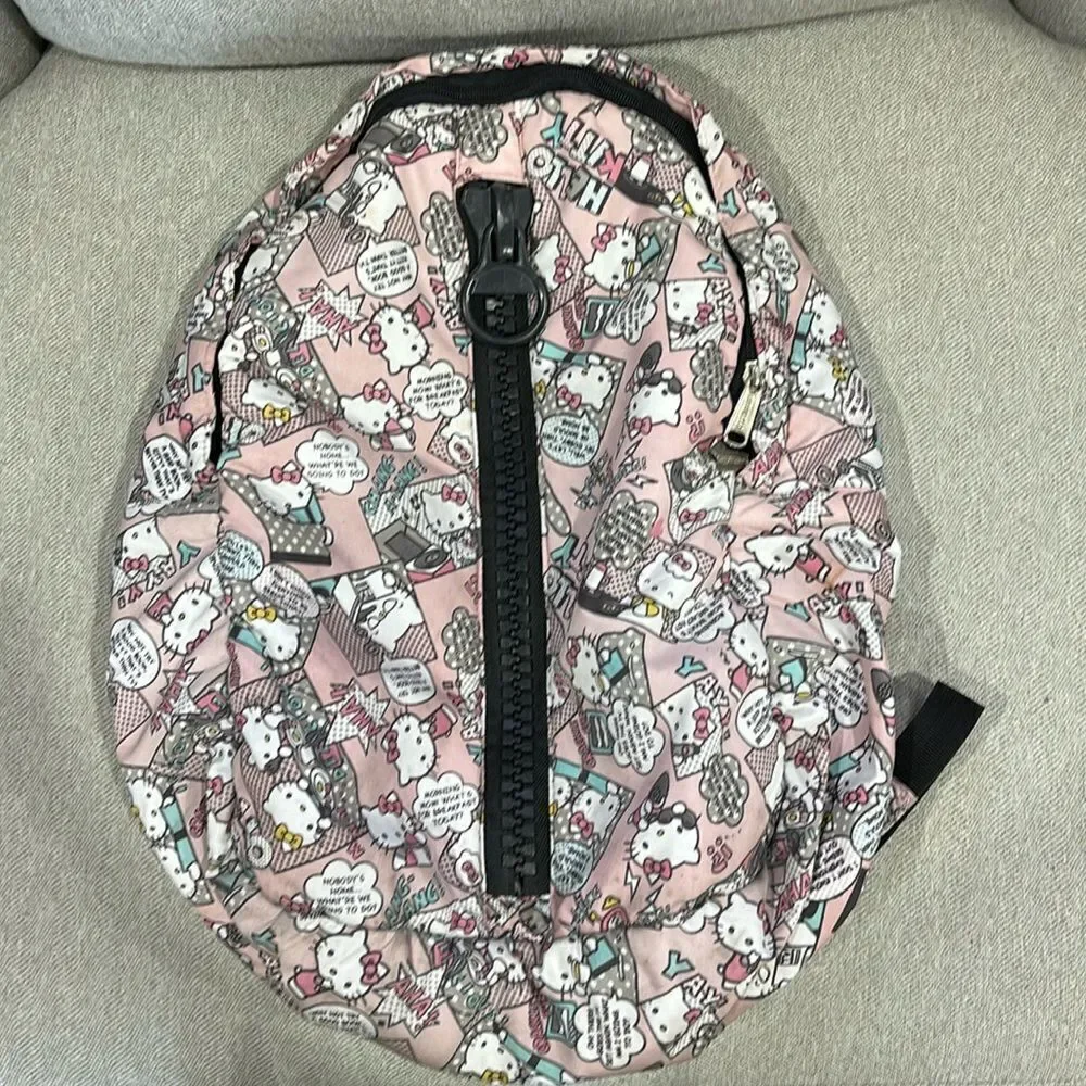 Hello Kitty Backpack Big Zipper Soft Comic Loungefly Smiles Bag Lightweight